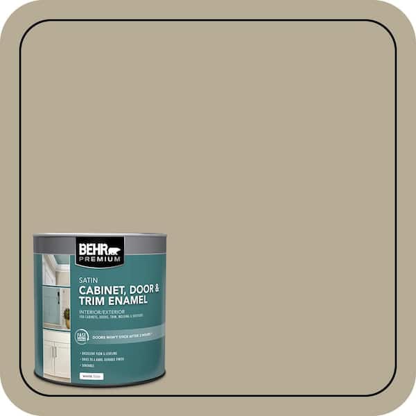 BEHR PREMIUM 1 qt. #N330-4 Explorer Khaki Satin Enamel Interior/Exterior Cabinet, Door & Trim Paint (2)