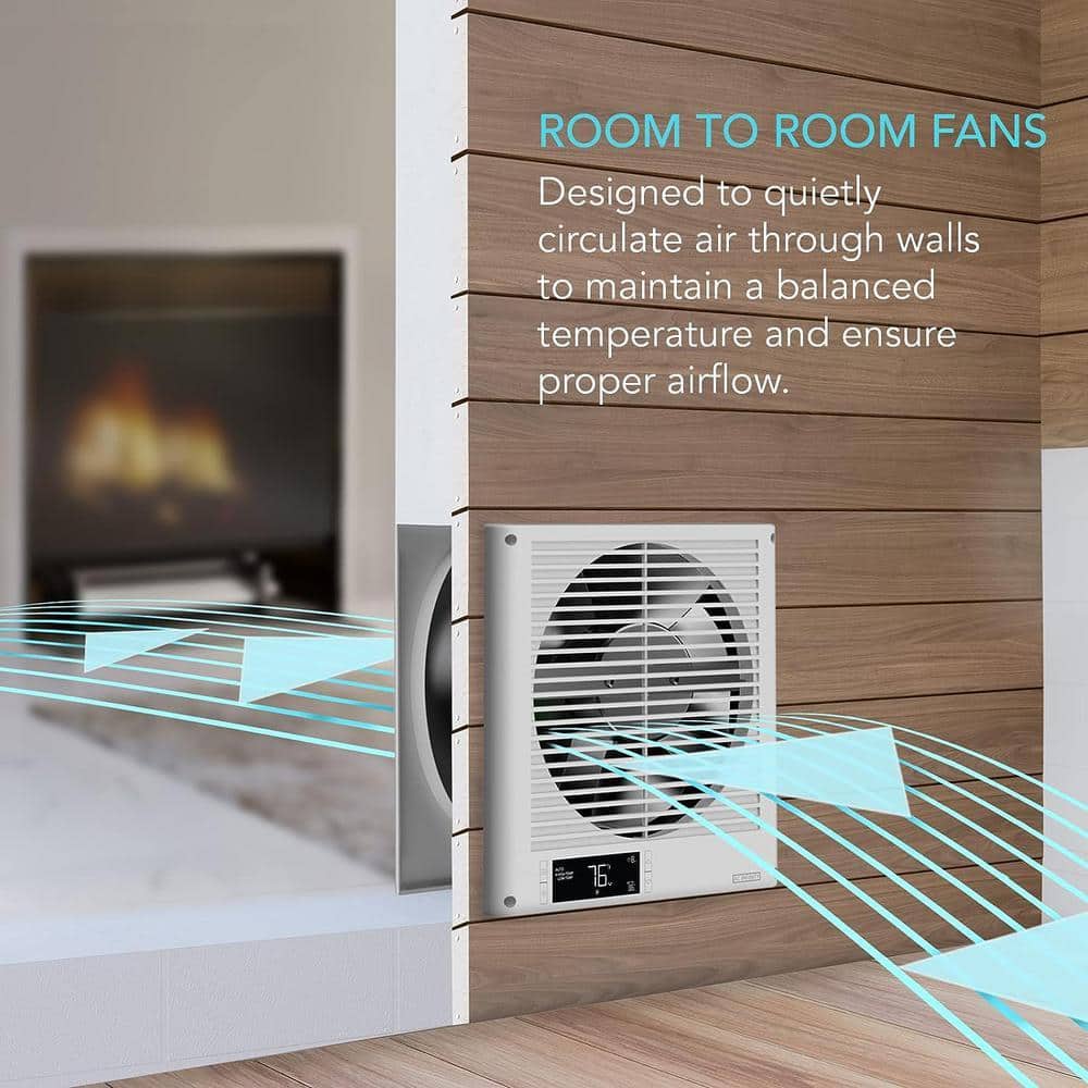 AC Infinity Room to Room Fan 8 in. 10 Fan Speeds 2 Way Airflow Quiet Through-the-Wall Fan in White with Temperature Controller (2)