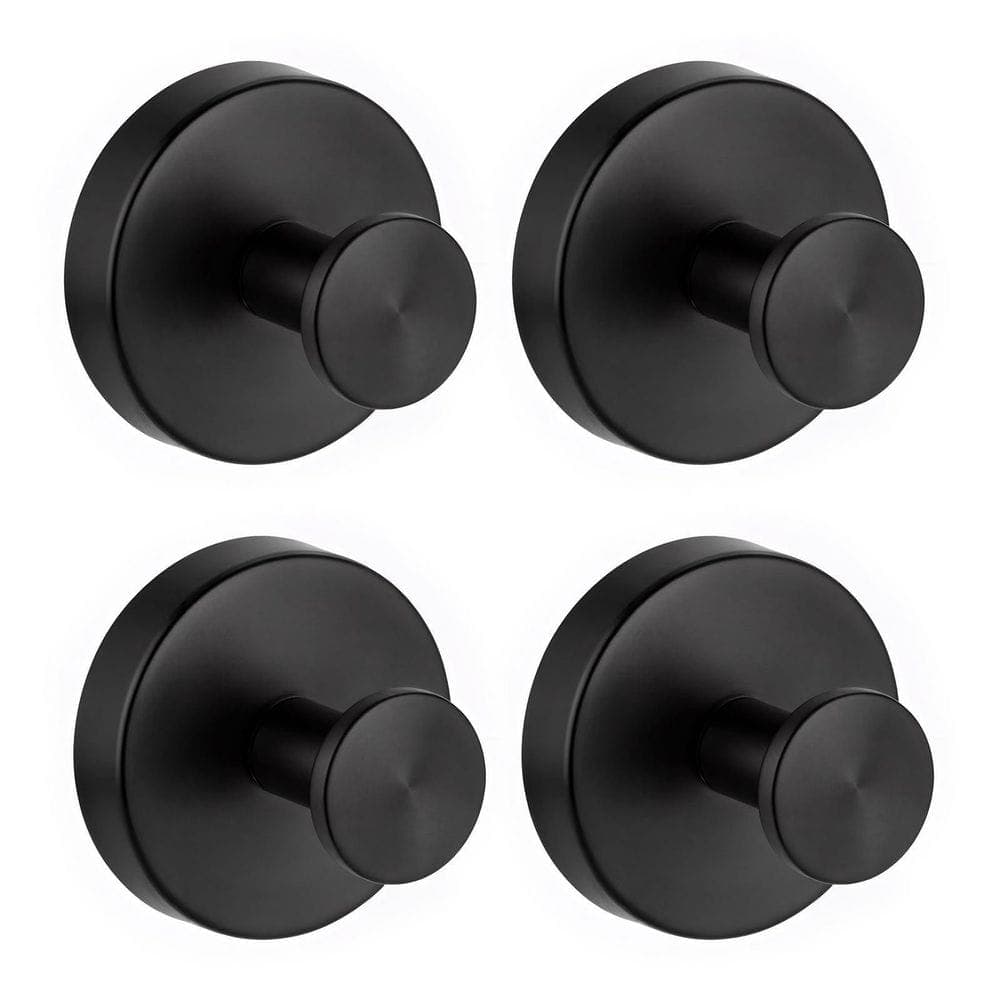 LAIFUCAM Suction Cup Shower Towel Hook in Black, Removable No-Drill Bath Accessory for Glass, Water-Resistant, 4-Pieces J-Hook (1)