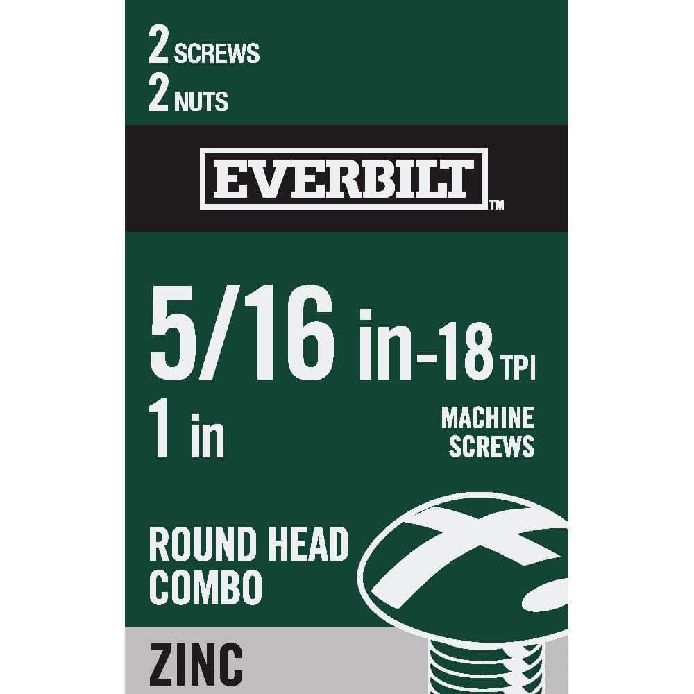 Everbilt 5/16 in.-18 x 1 in. Combo Round Head Zinc Plated Machine Screw (2-Pack) (1)