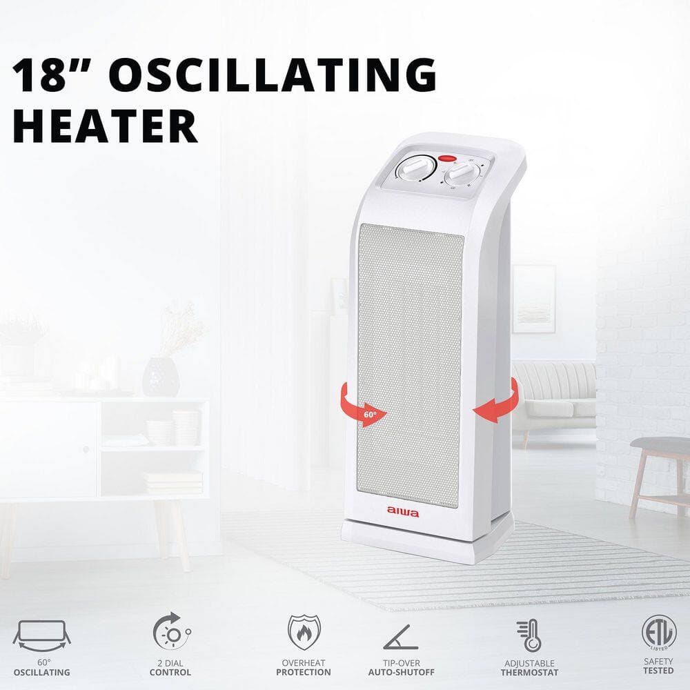 AIWA 19.48 in. 1500-Watt Ceramic Electric Space Indoor Tower Heater, Convection, Overheat Protection, Tip-Over Auto-Shutoff (3)