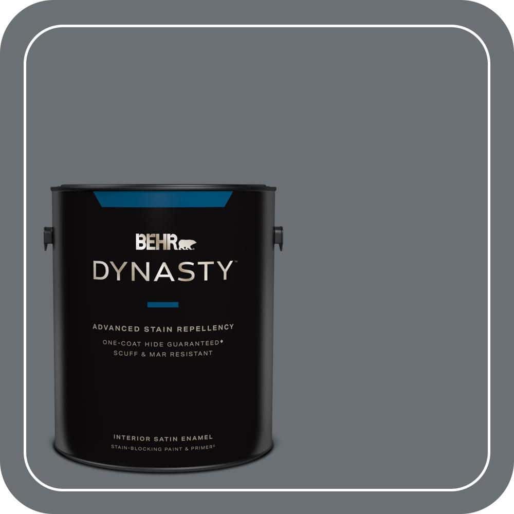 BEHR DYNASTY 1 gal. #QE-61 Rich Pewter Satin Enamel Interior Stain-Blocking Paint and Primer
