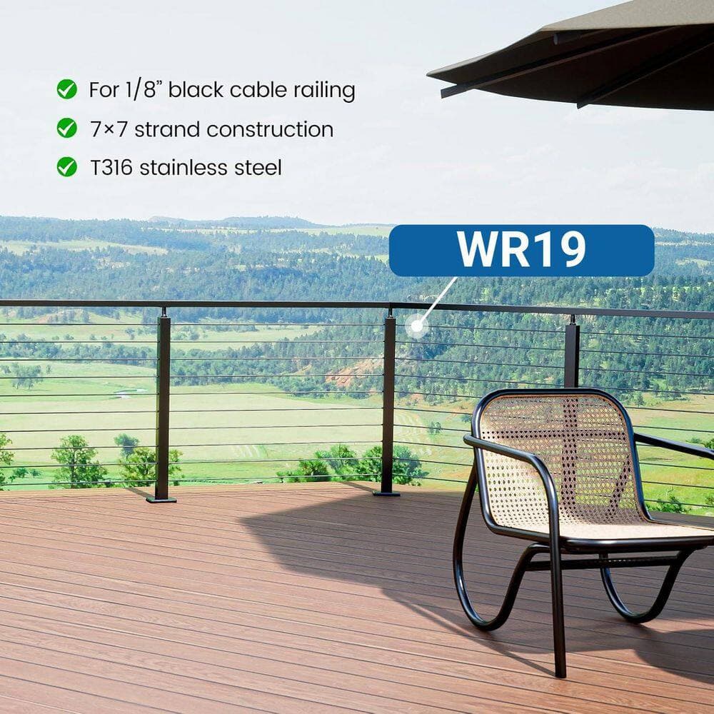 KIWDZFU WR19 7.1 in. H x 7.9 in. W Black T316 Stainless Steel Stair Railing Kit (3)