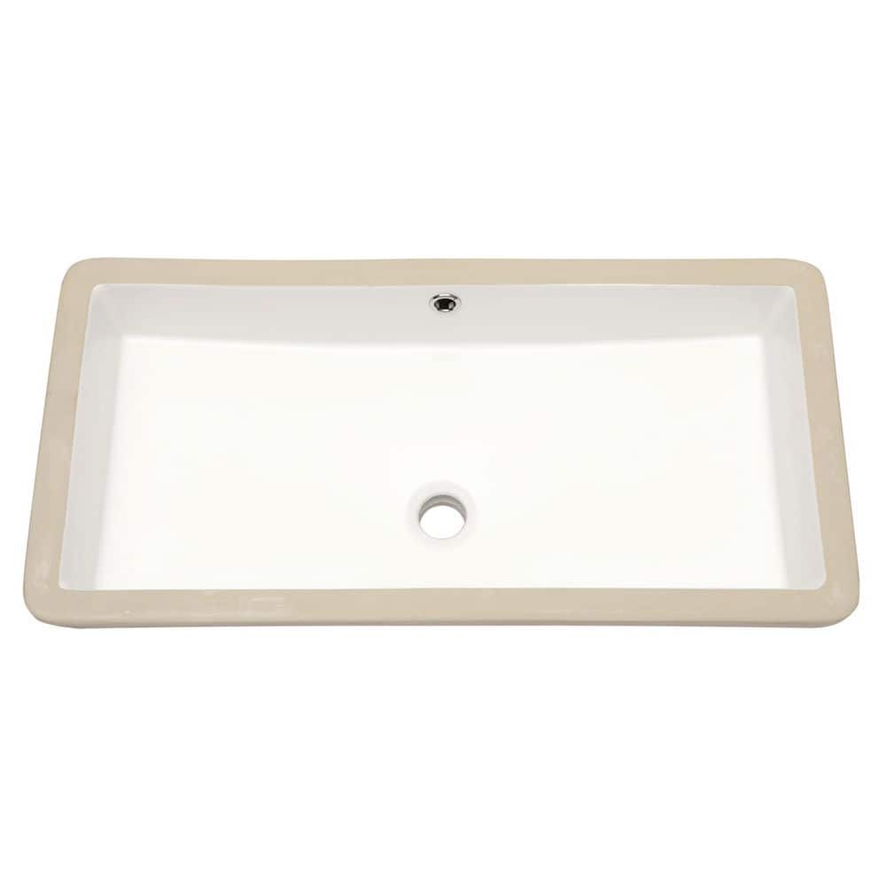 Tahanbath 28"x14" White Ceramic Rectangular Undermount Bathroom Sink with Overflow (1)