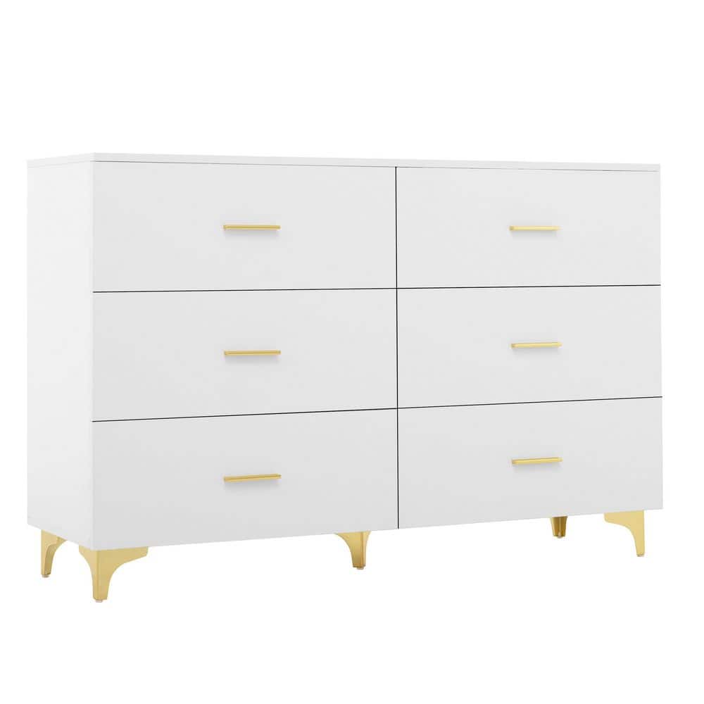 Unbranded 47.24 in. W x 14.96 in. D x 31.50 in. H White Linen Cabinet with 6-Drawers for Entrance, Hallway, Living Room