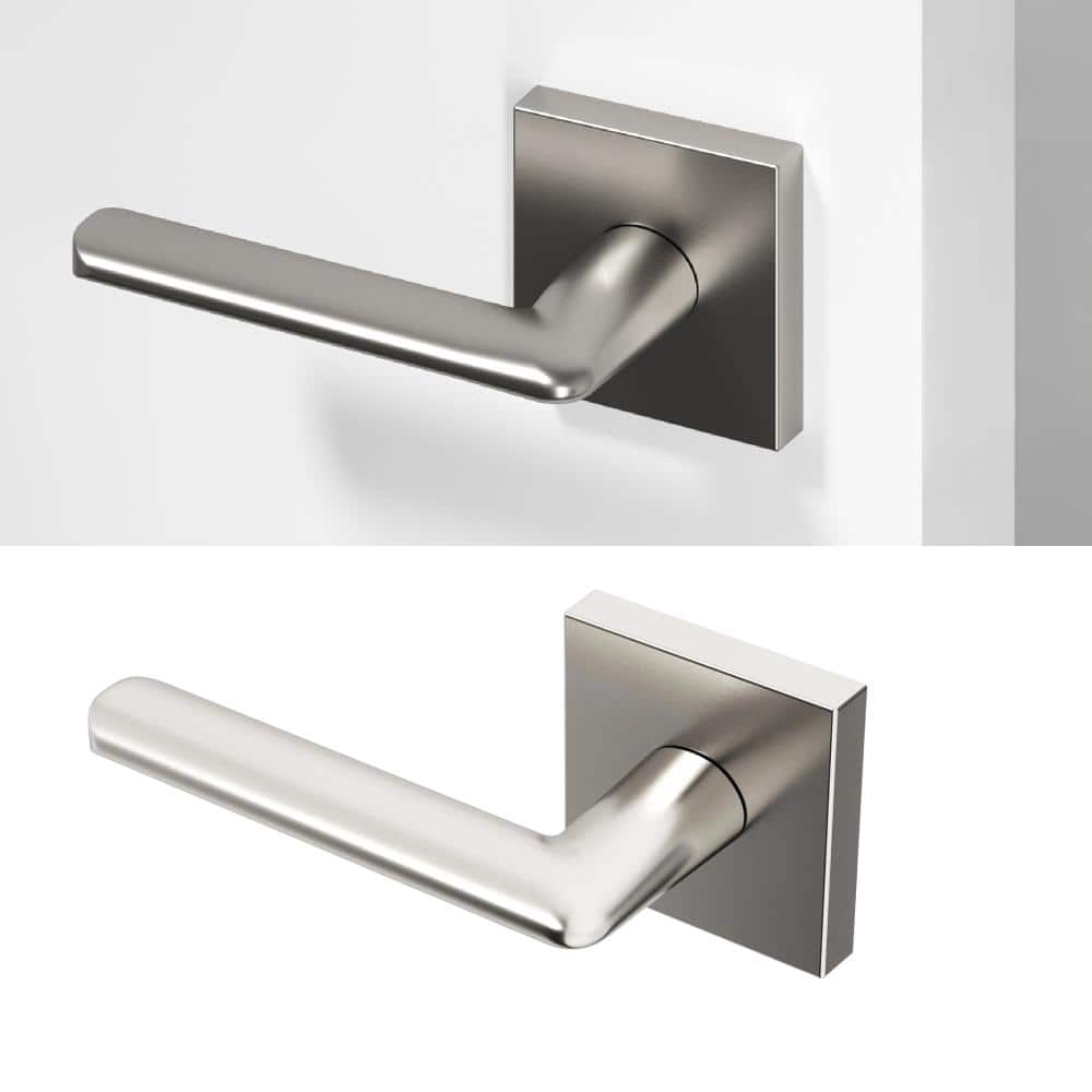 Okun Mirra Metal Brushed Nickel Dummy Door Handle with Square Rosette (1)