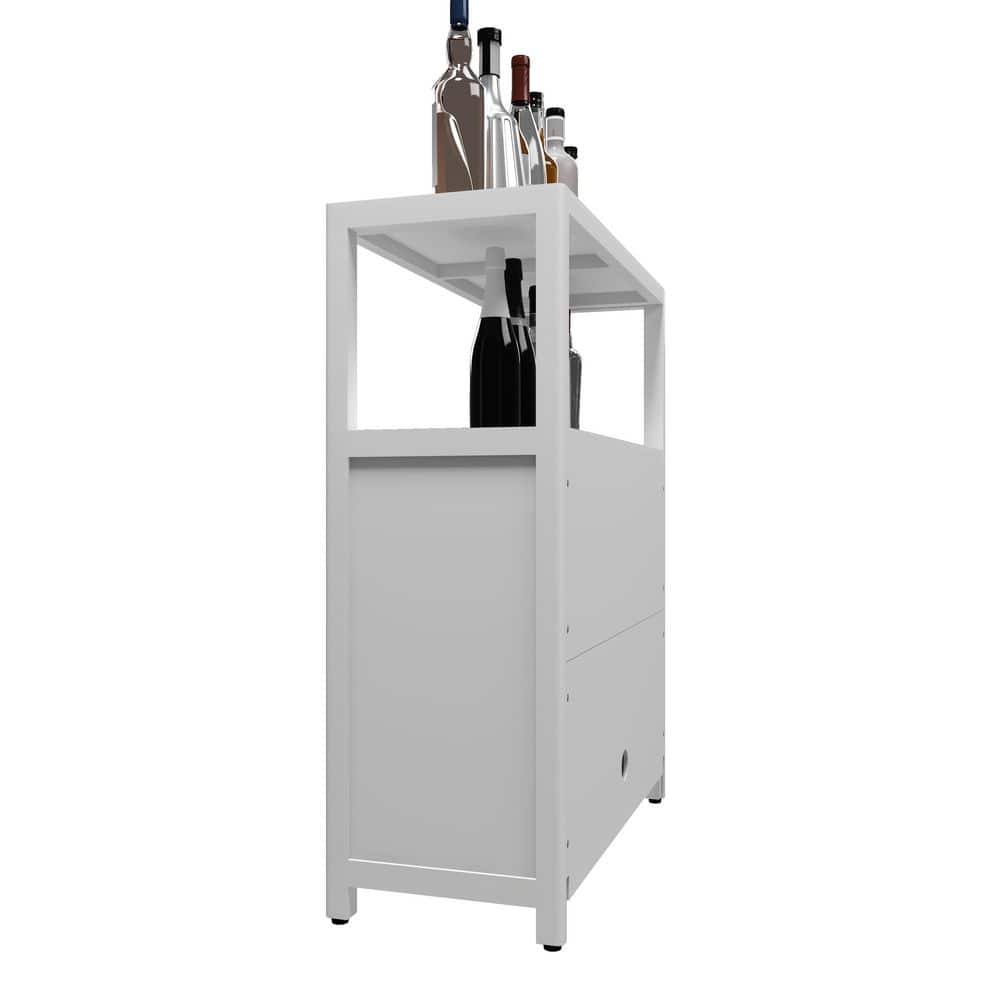 Siavonce 11 in. W x 25 in. D x 33 in. H White Bamboo Linen Cabinet with Shelves for Bathroom Living Room Bathroom (3)