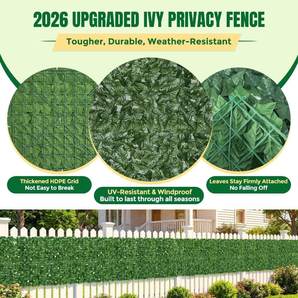 Unbranded 120 x 40 in Artificial Ivy Privacy Fence Screen, Faux Green Wall Panel for Balcony, Patio, Backyard and Indoor Outdoor D (2)