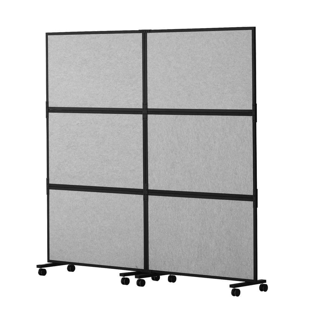 SVOPES Acoustic Room Divider 2-Pack Office Partition Panel, Freestanding Polyester & 45 Steel Wall, Light Gray Polywire Privacy (1)