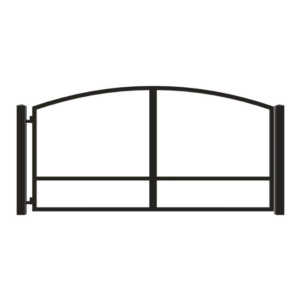 Unbranded Driveway Gate — Swing, Side, Arch, Black — 146"W x 72"H