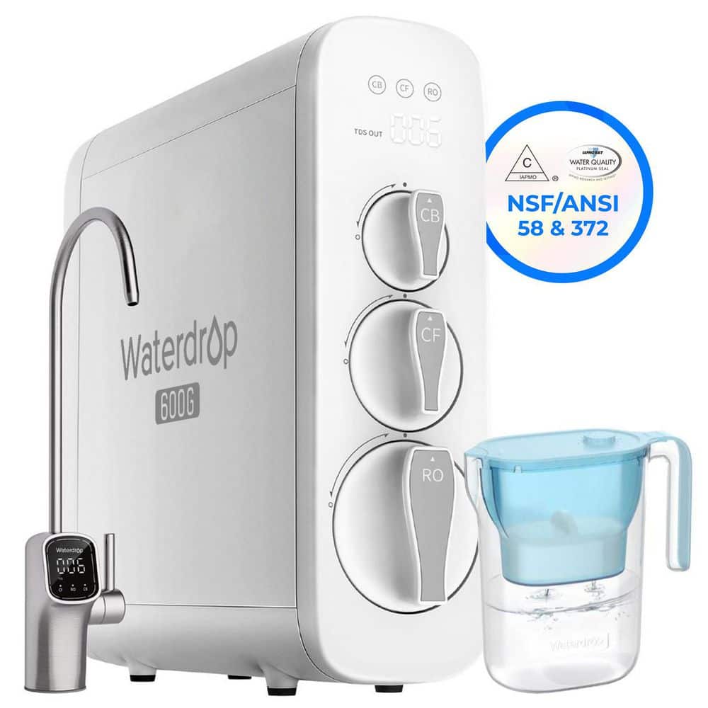 Waterdrop G3 Reverse Osmosis System,8-Stage Tankless RO Water Filter, NSF/ANSI Certified+200-Gallon Long-Life Water Filter Pitcher
