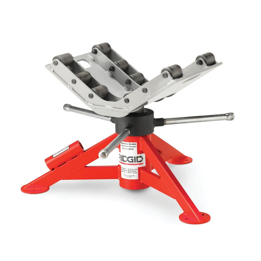 RIDGID Model RJ624 16 in.-31 in. Pipe Capacity Adjustable Vertical Height Pipe Stand with Heavy-Duty Rollers (1)