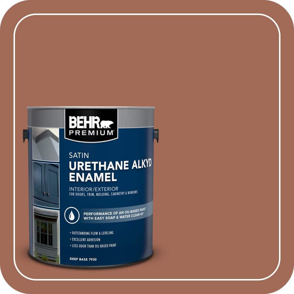 BEHR PREMIUM 1 gal. #S180-6 Perfect Penny Urethane Alkyd Satin Enamel Interior/Exterior Paint (1)