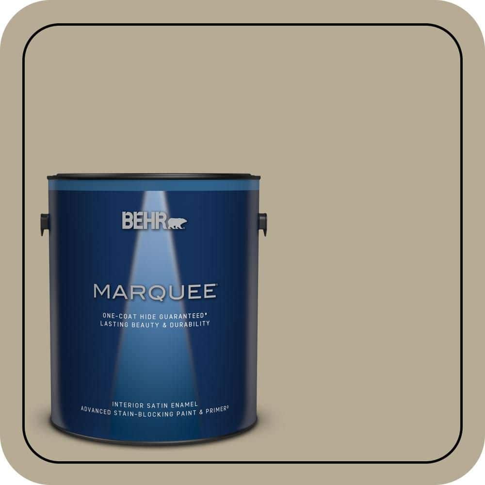 BEHR MARQUEE 1 gal. #N330-4 Explorer Khaki One-Coat Hide Satin Enamel Interior Paint & Primer