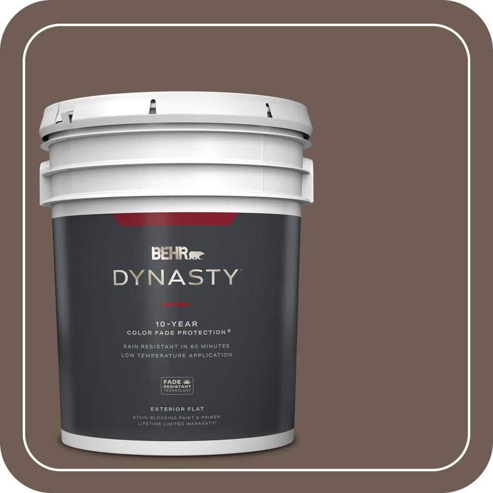 BEHR DYNASTY 5 gal. #N210-6 Swiss Brown Flat Exterior Stain-Blocking Paint & Primer