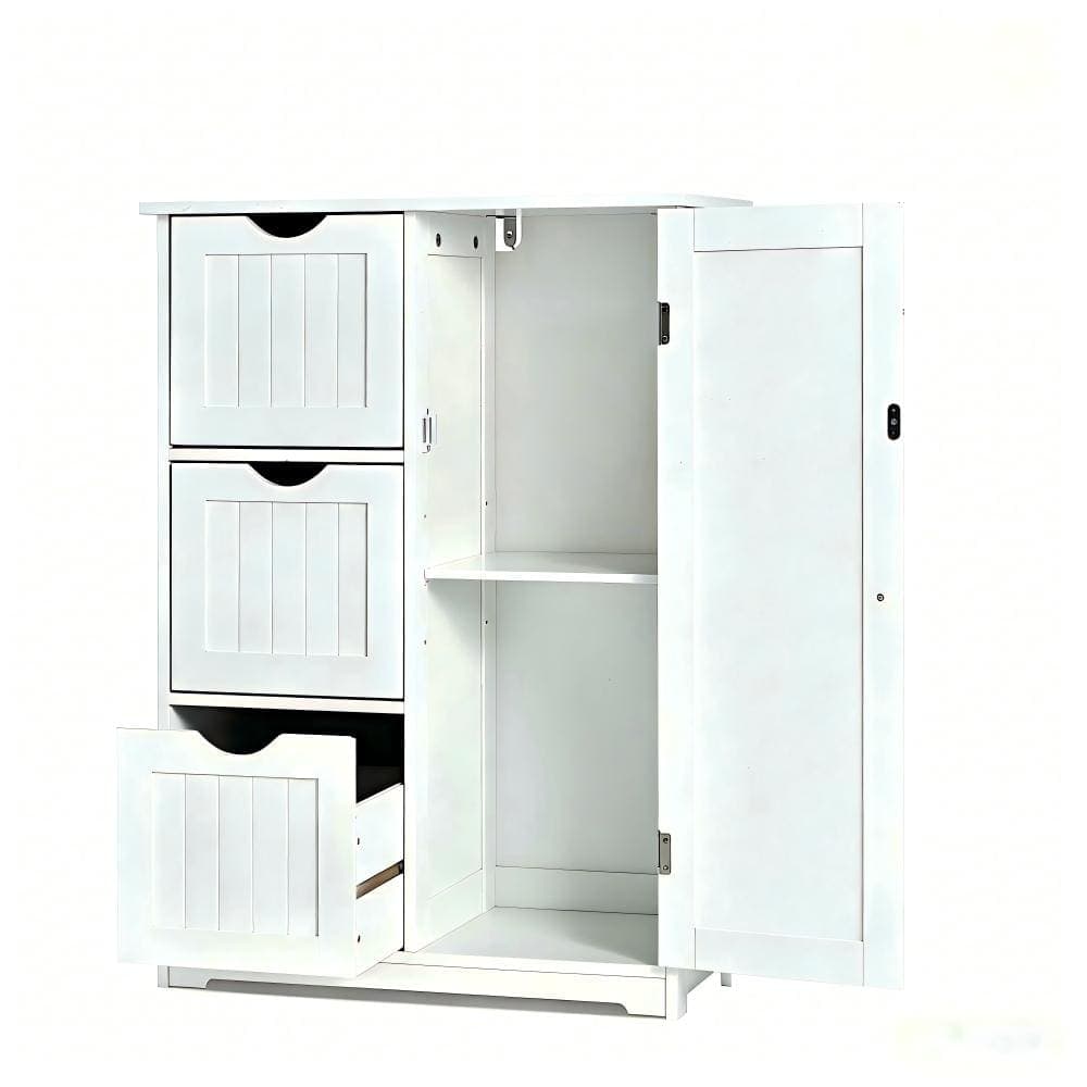 Volenca Bathroom Floor Storage Cabinet with 3 Drawers and 1 Cupboard (1)