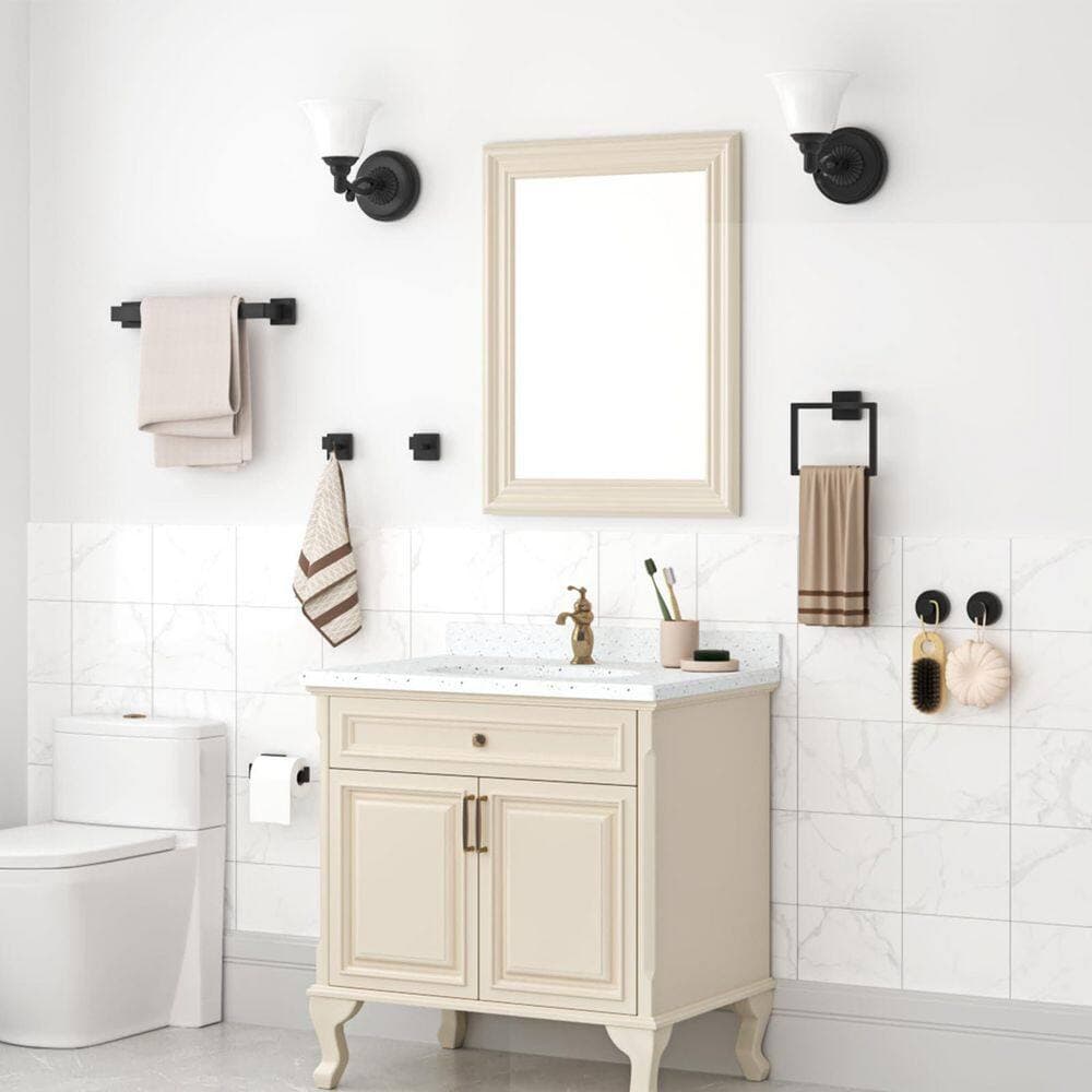 LAIFUCAM 7-Piece Bathroom Hardware Accessories Set with Towel Bar, Towel Racks, Hooks, Matte Black Finish (3)