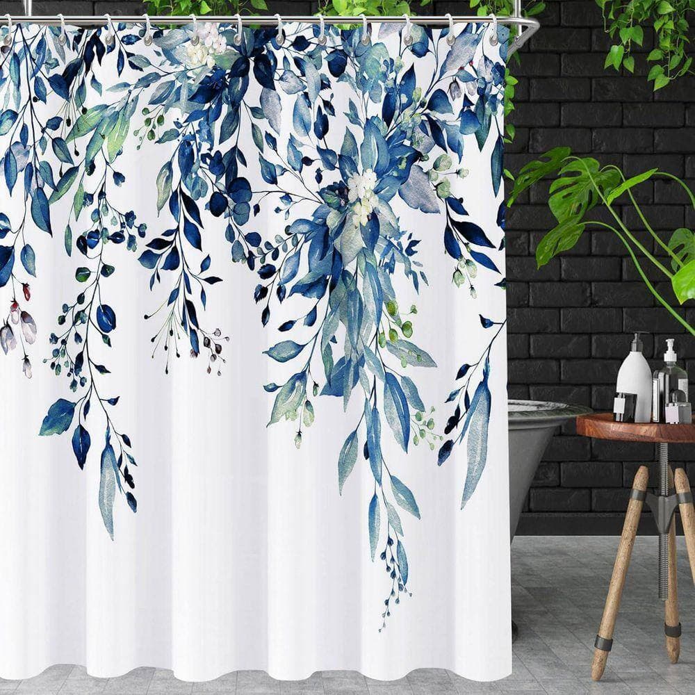 JFVKAF Eucalyptus 72 in. W x 72 in. L Shower Curtain Polyester in Blue (2)