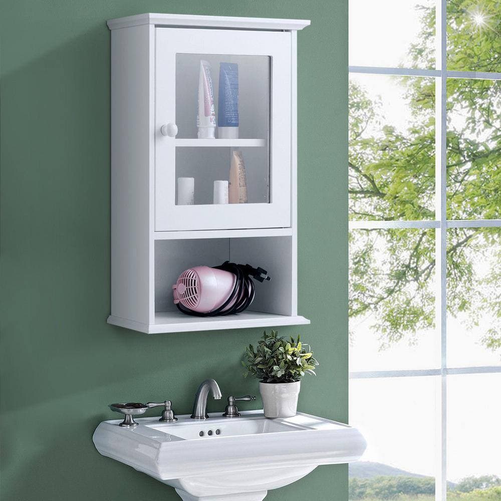 WELLFOR 14 in. W x 20 in. H x 7 in. D Bathroom Wall Cabinet with Adjustable Shelf in White (2)
