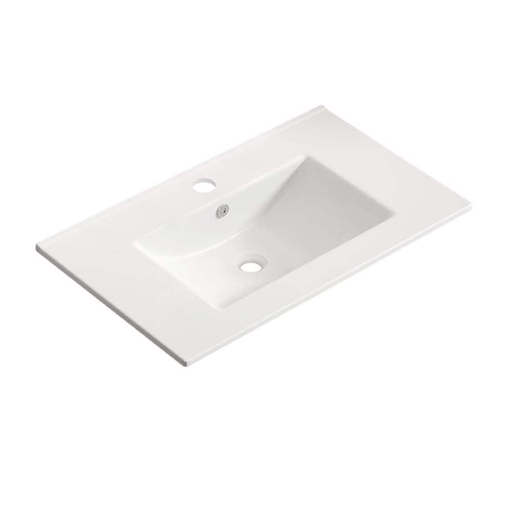 Satico 35.83 in. Drop-In Rectangular Ceramic Bathroom Sink Top in White