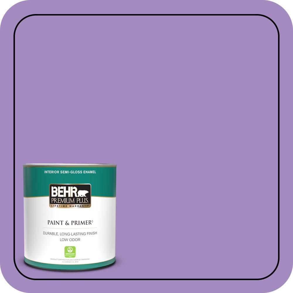 BEHR PREMIUM PLUS 1 qt. #P570-4 Classic Bouquet Semi-Gloss Enamel Low Odor Interior Paint & Primer