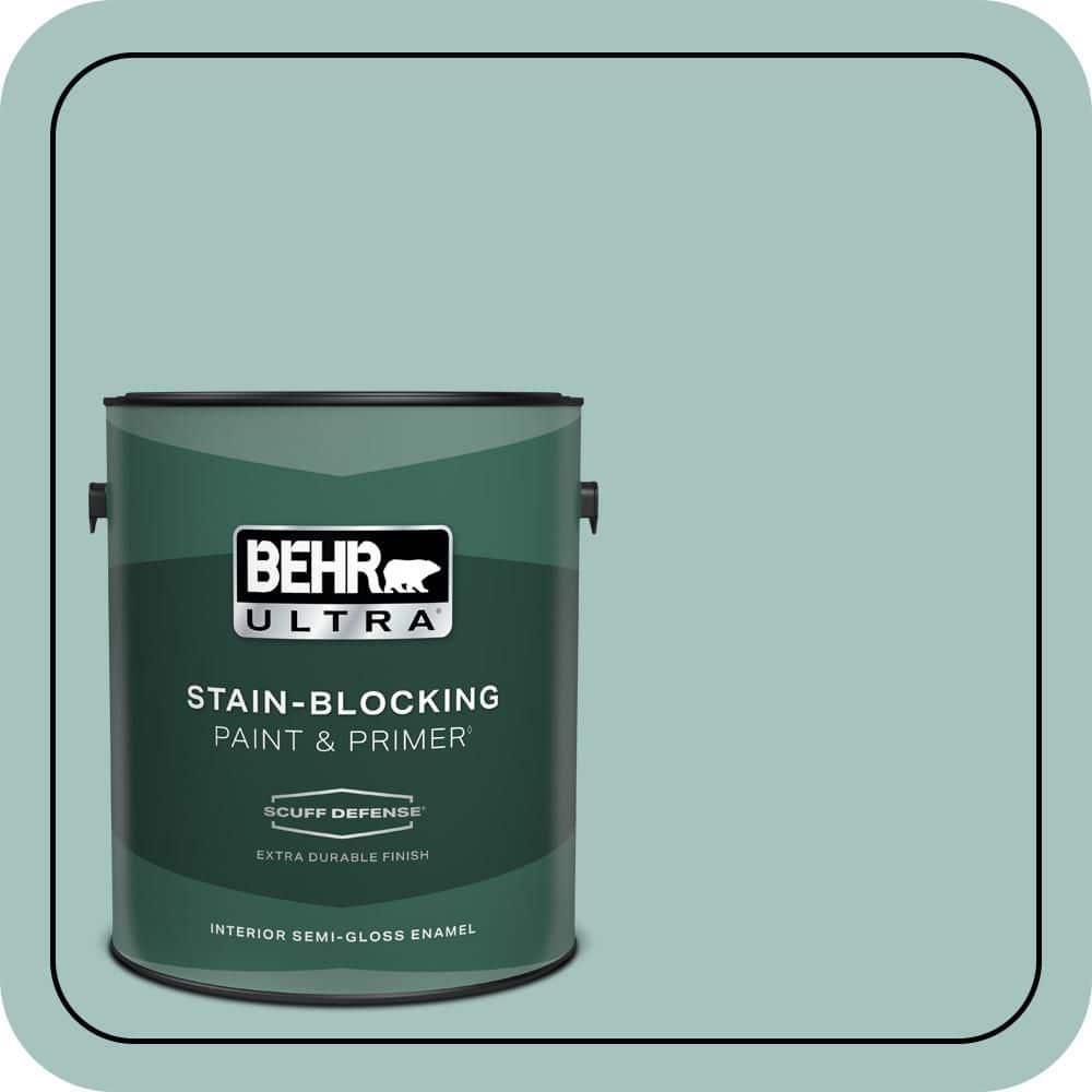 BEHR ULTRA 1 gal. #T17-08 Polished Aqua Extra Durable Semi-Gloss Enamel Interior Paint & Primer