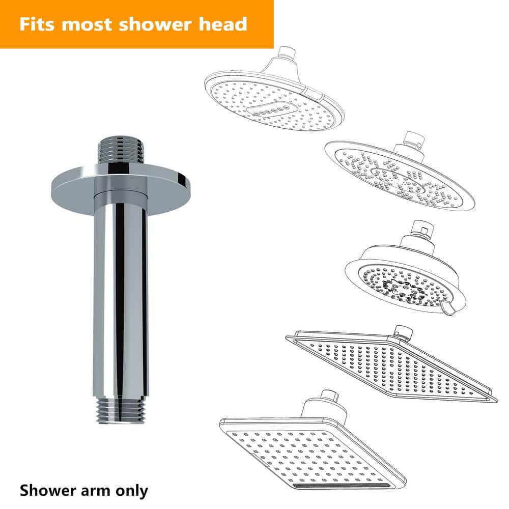 Satico 4 in. Stainless Steel Wall Mounted Round Shower Arm in Chrome (2)