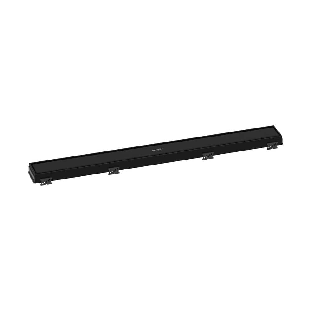 Hansgrohe RainDrain Match Stainless Steel Linear Tileable Shower Drain Trim for 27 5/8 in. Rough in Matte Black (1)