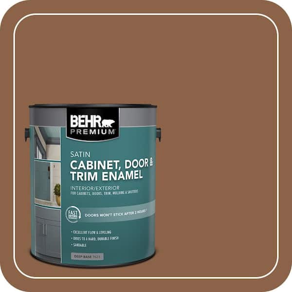 BEHR PREMIUM 1 gal. #S240-7 Leather Work Satin Enamel Interior/Exterior Cabinet, Door & Trim Paint (2)