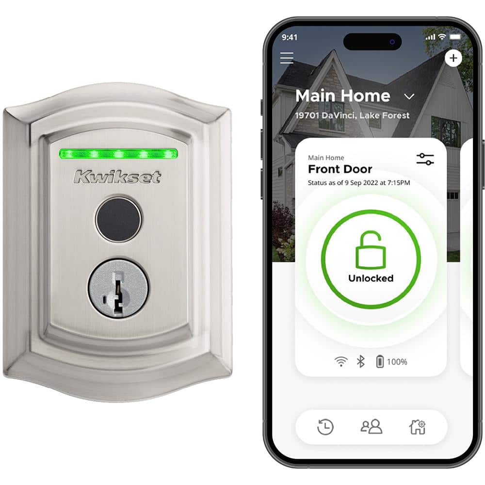 Kwikset HALO Touch Satin Nickel Traditional Fingerprint WiFi Electronic Smart Lock Deadbolt Featuring SmartKey Security