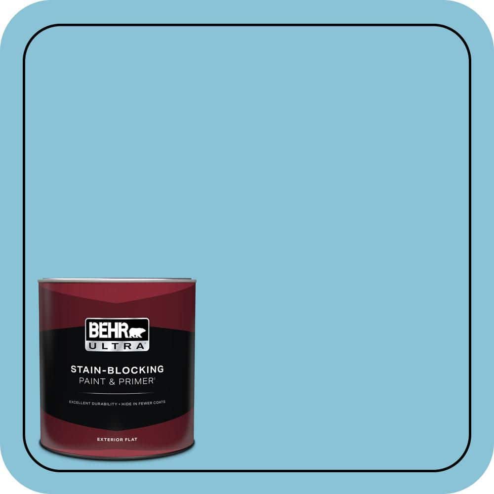 BEHR ULTRA 1 qt. #540D-4 Dreaming Blue Flat Exterior Paint & Primer