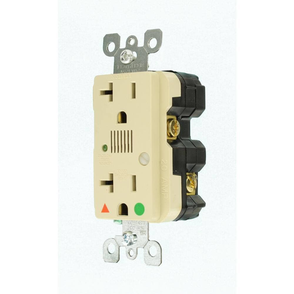 Leviton Decora 20 Amp 125 V Hospital Grade Isolated Ground Surge Duplex Outlet/Receptacle w/ Alarm, Ivory (1-Pack) 8380-IGI (3)