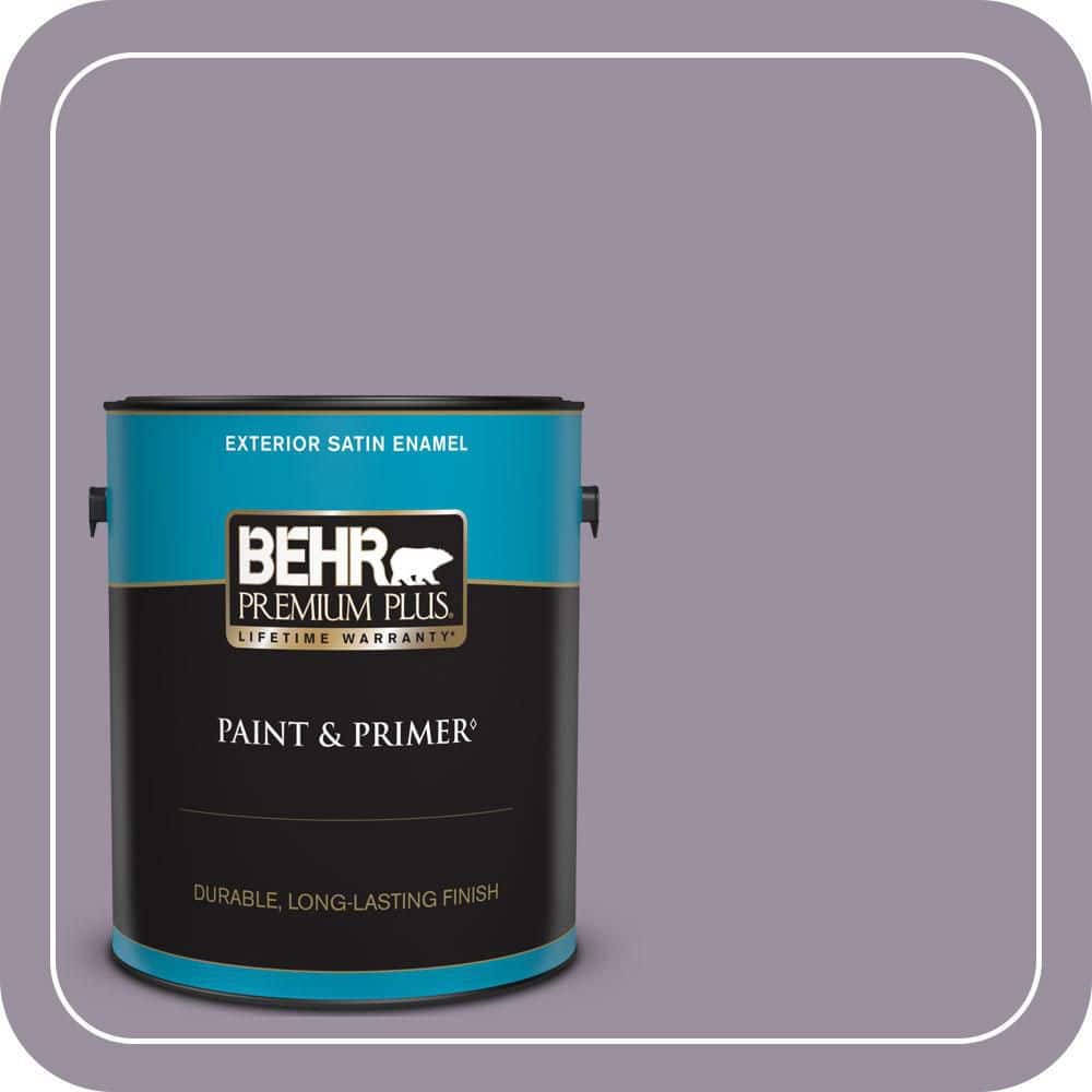 BEHR PREMIUM PLUS 1 gal. #PPU16-13 Duchess Lilac Satin Enamel Exterior Paint & Primer