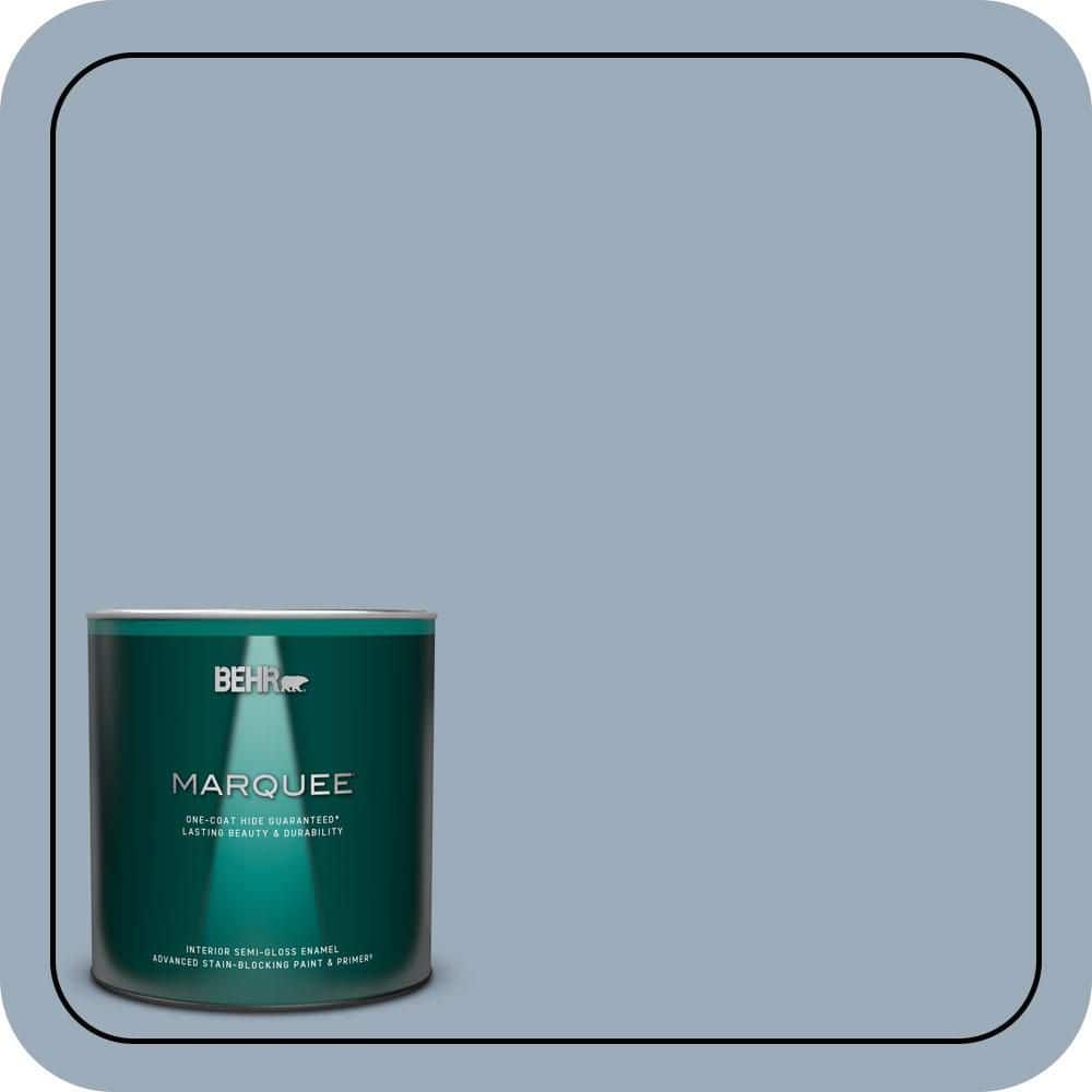 BEHR MARQUEE 1 qt. #570F-4 Blue Willow Semi-Gloss Enamel Interior Paint & Primer