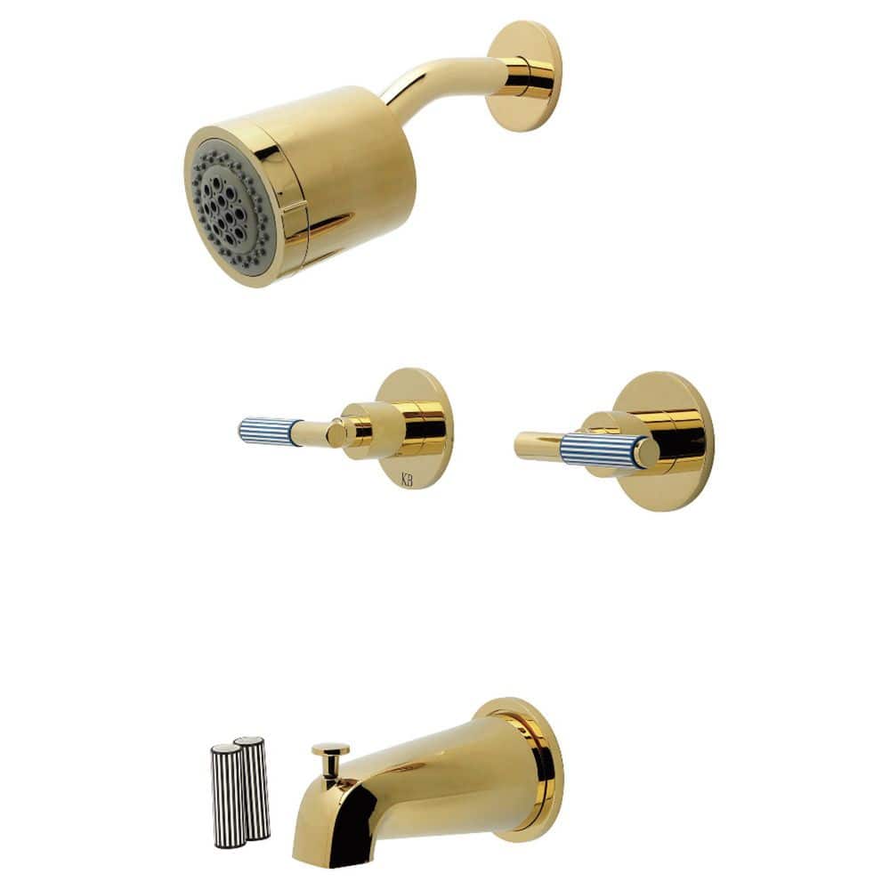 Kingston Brass Verona 2-Handle 2-Spray Tub and Shower Faucet 1.8 GPM in Polished Brass (1)