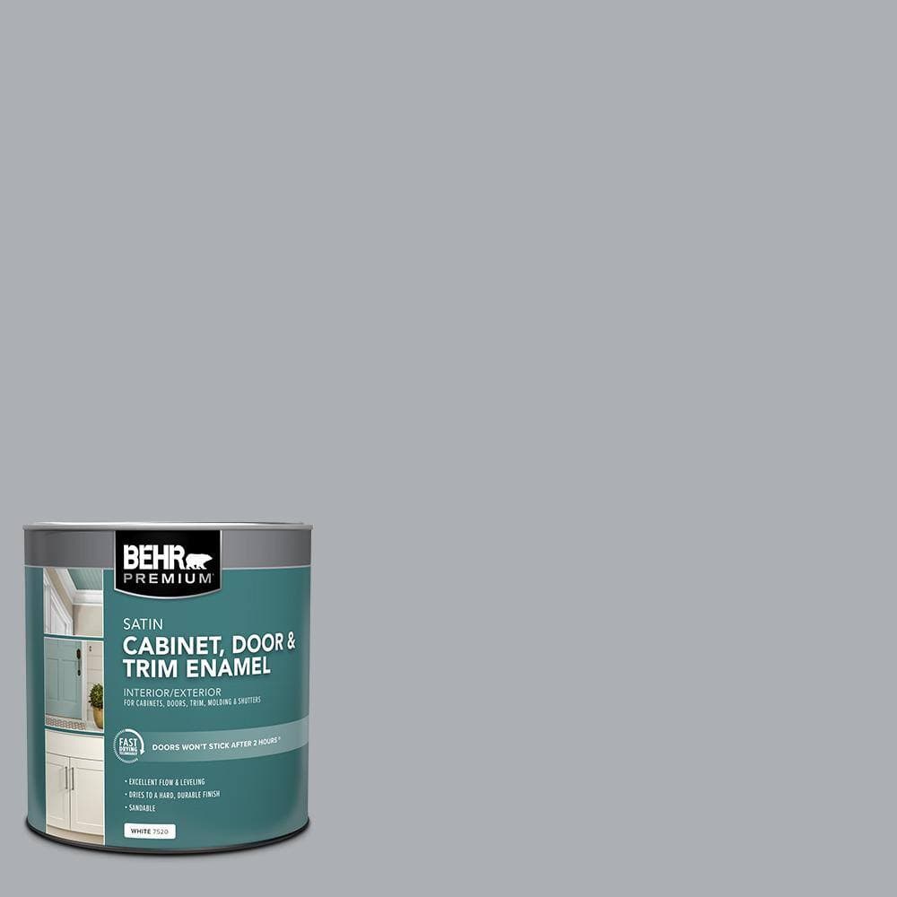 BEHR PREMIUM 1 qt. #AE-50 Gray Cast Satin Enamel Interior/Exterior Cabinet, Door & Trim Paint (1)