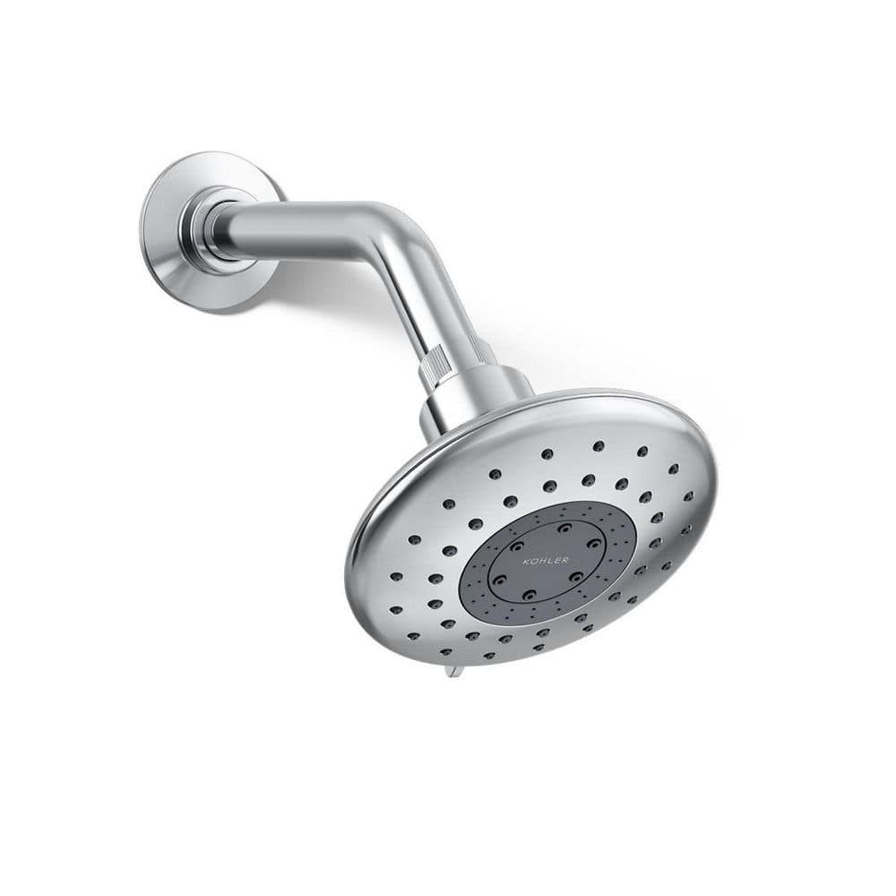 KOHLER Daisyfield 6-Spray Patterns with 1.75 GPM 4.94 in. Wall Mount Fixed Shower Head in Polished Chrome (2)