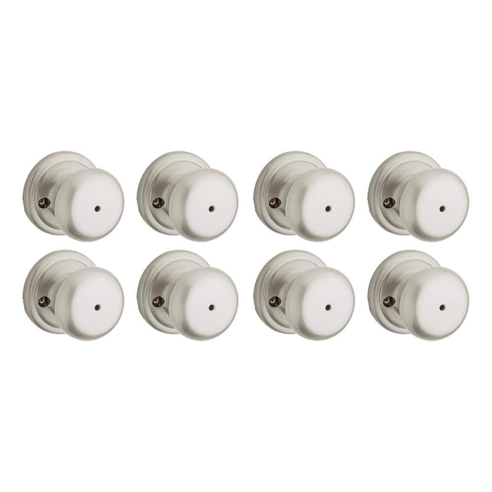 Kwikset Juno Satin Nickel Privacy Bed/Bath Door Knob (8-Pack)