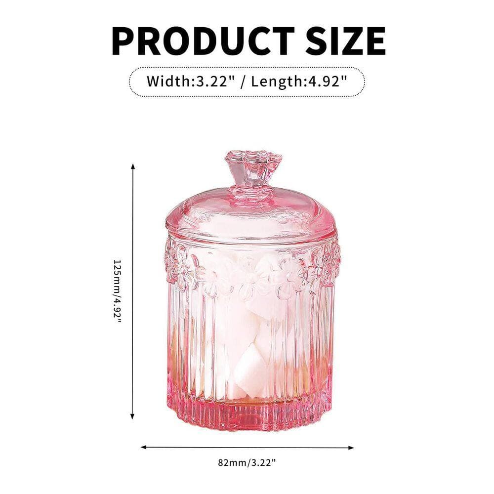 KHKFY Clear Thick Glass Apothecary Jars with Lids for Cotton Balls Q-Tips and Bathroom Storage 3.3 x 3.3 x 4.7 (2)