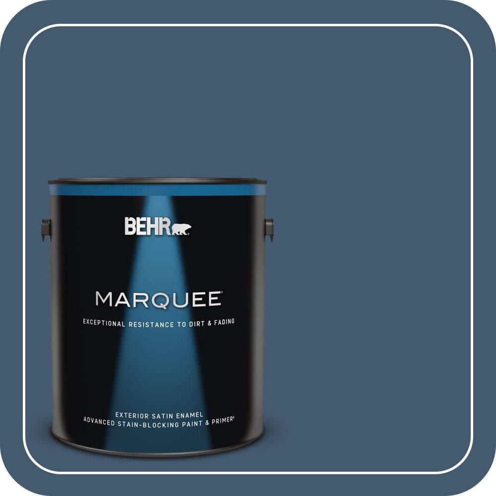 BEHR MARQUEE 1 gal. #S500-7 Infinite Deep Sea Satin Enamel Exterior Paint & Primer