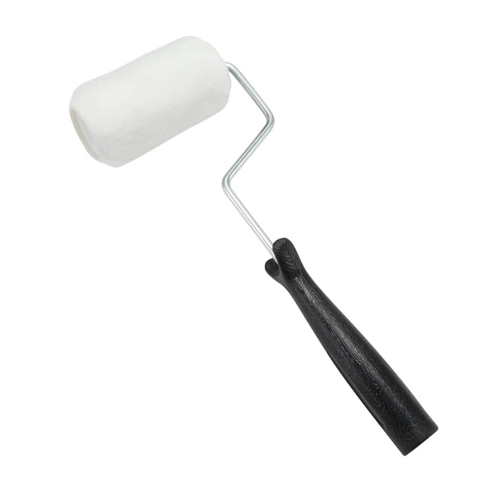 PRIVATE BRAND UNBRANDED Premium 4 in. x 3/8 in. Shed Resistant White Woven Paint Roller Cover with Frame (2)