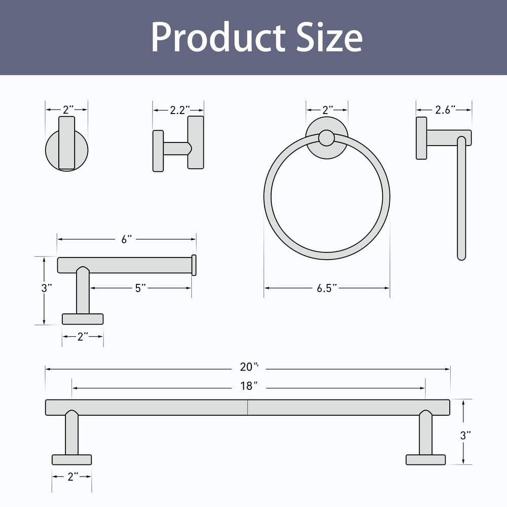 JFVKAF 5 Piece Bathroom Hardware Set with Towel Bar, Toilet Paper Holder, Towel Ring, Robe Hook in Brushed Gold (2)