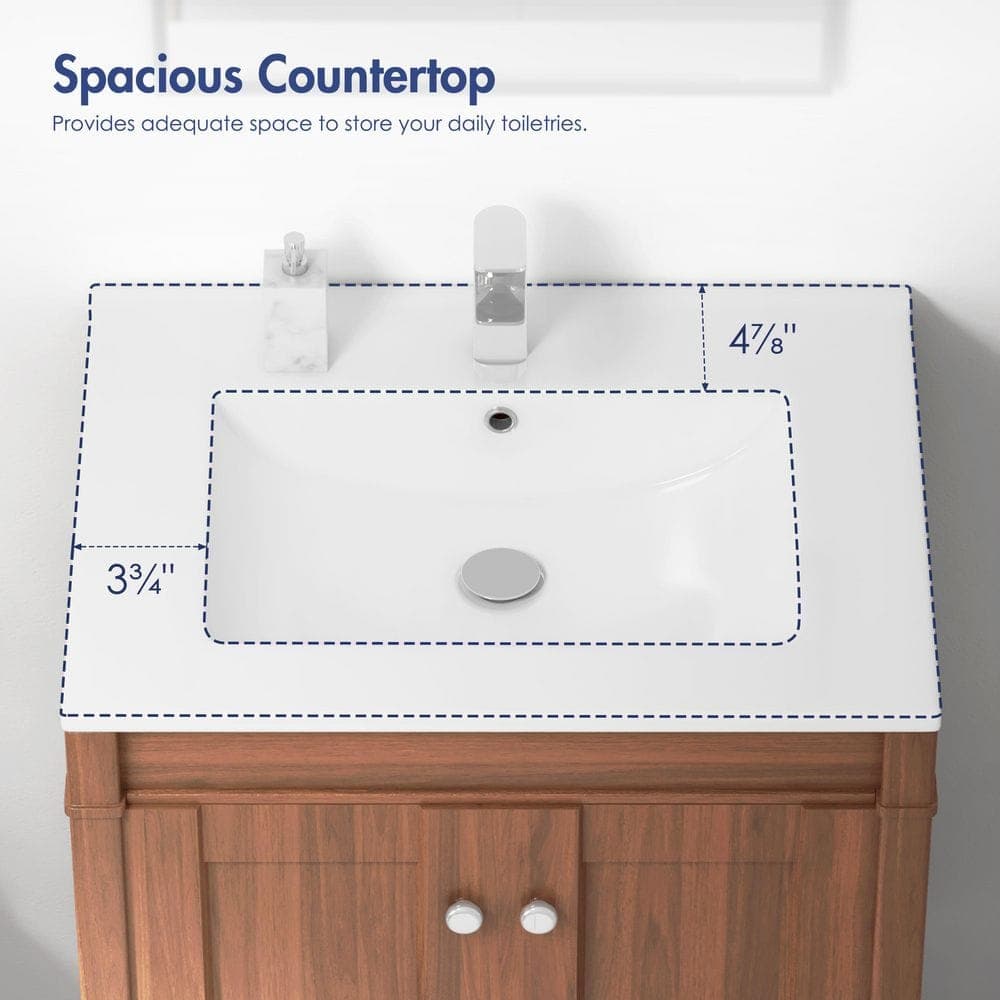 Eridanus Tucson 24 in. W 19 in. D 7 in. H 1-Piece Vitreous China Single Sink Vanity Top Crisp (Sink Only) (4)