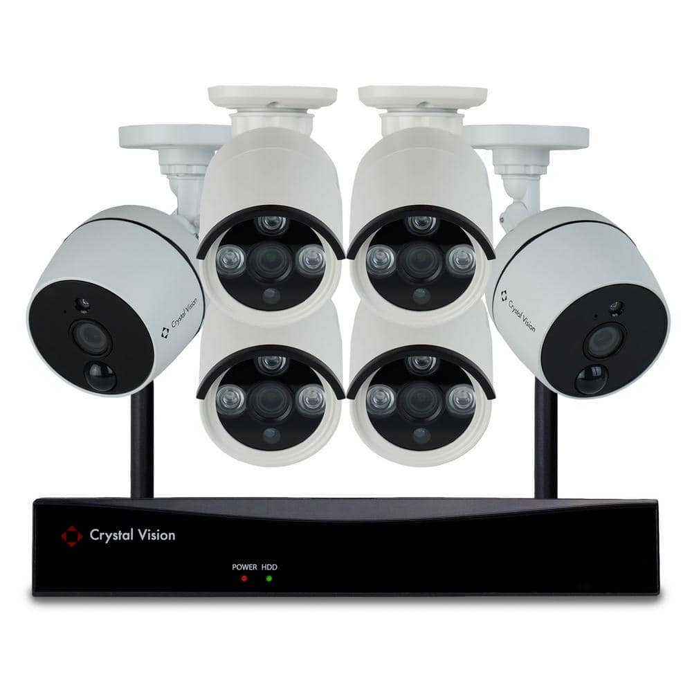 Crystal Vision 8-Channel Wireless 1080p Full HD 2MP 2TB Hard Drive Surveillance System with 2 Audio Cameras and 4 Standard Cameras
