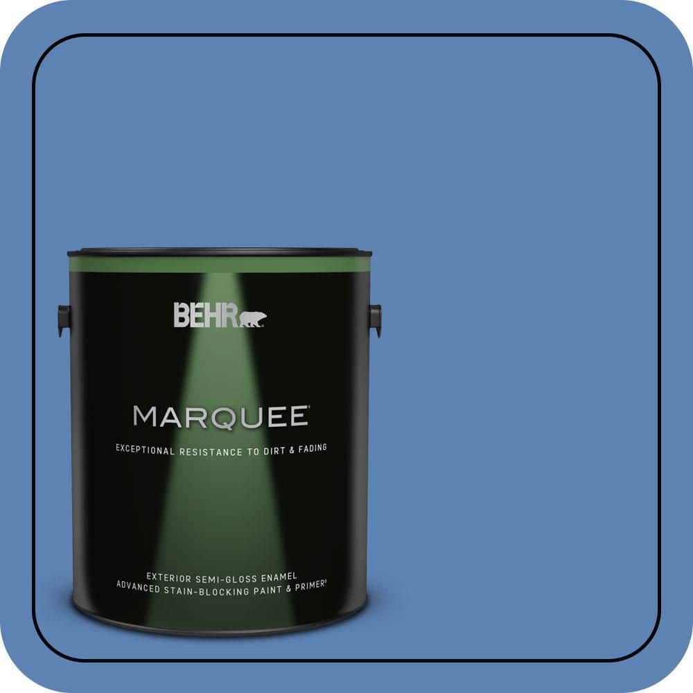 BEHR MARQUEE 1 gal. #PPU15-06 Neon Blue Semi-Gloss Enamel Exterior Paint & Primer