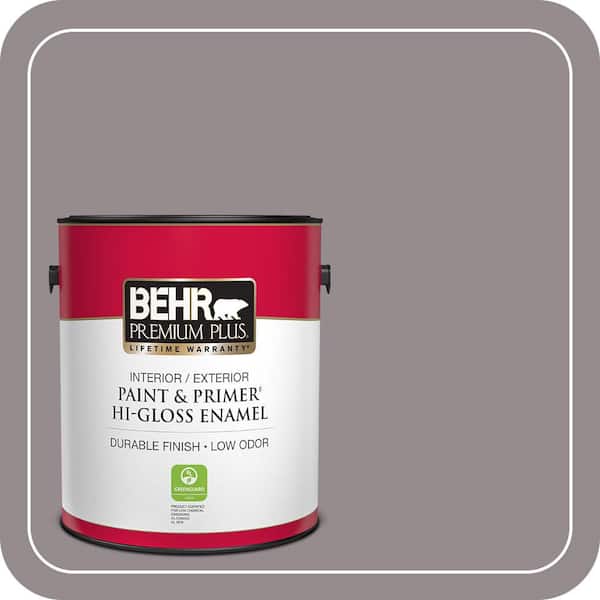 BEHR PREMIUM PLUS 1 gal. #T18-03 Graylac Hi-Gloss Enamel Interior/Exterior Paint & Primer (2)