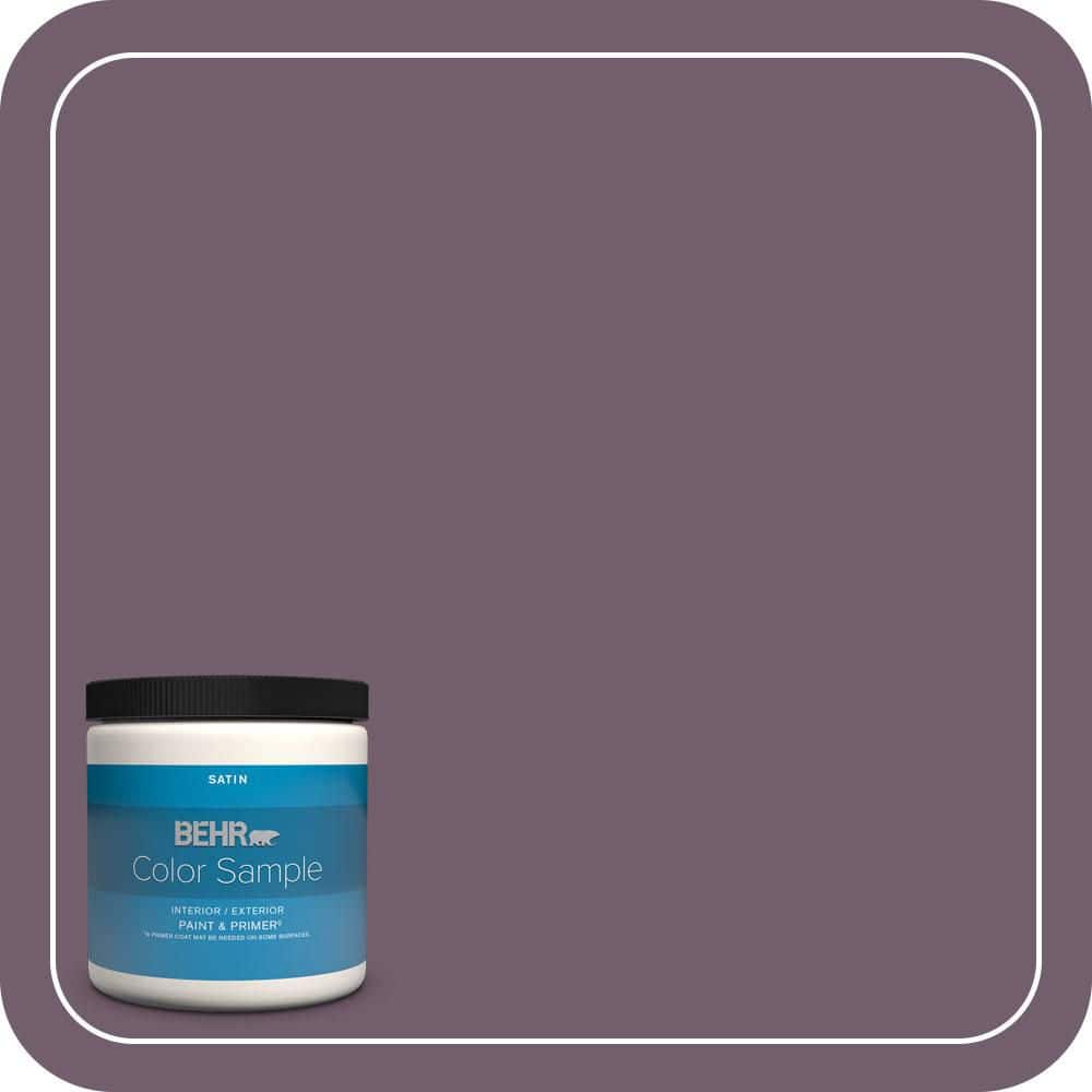 BEHR PREMIUM PLUS 8 oz. #MQ1-38 Smoked Mulberry Satin Enamel Interior/Exterior Paint & Primer Color Sample (1)