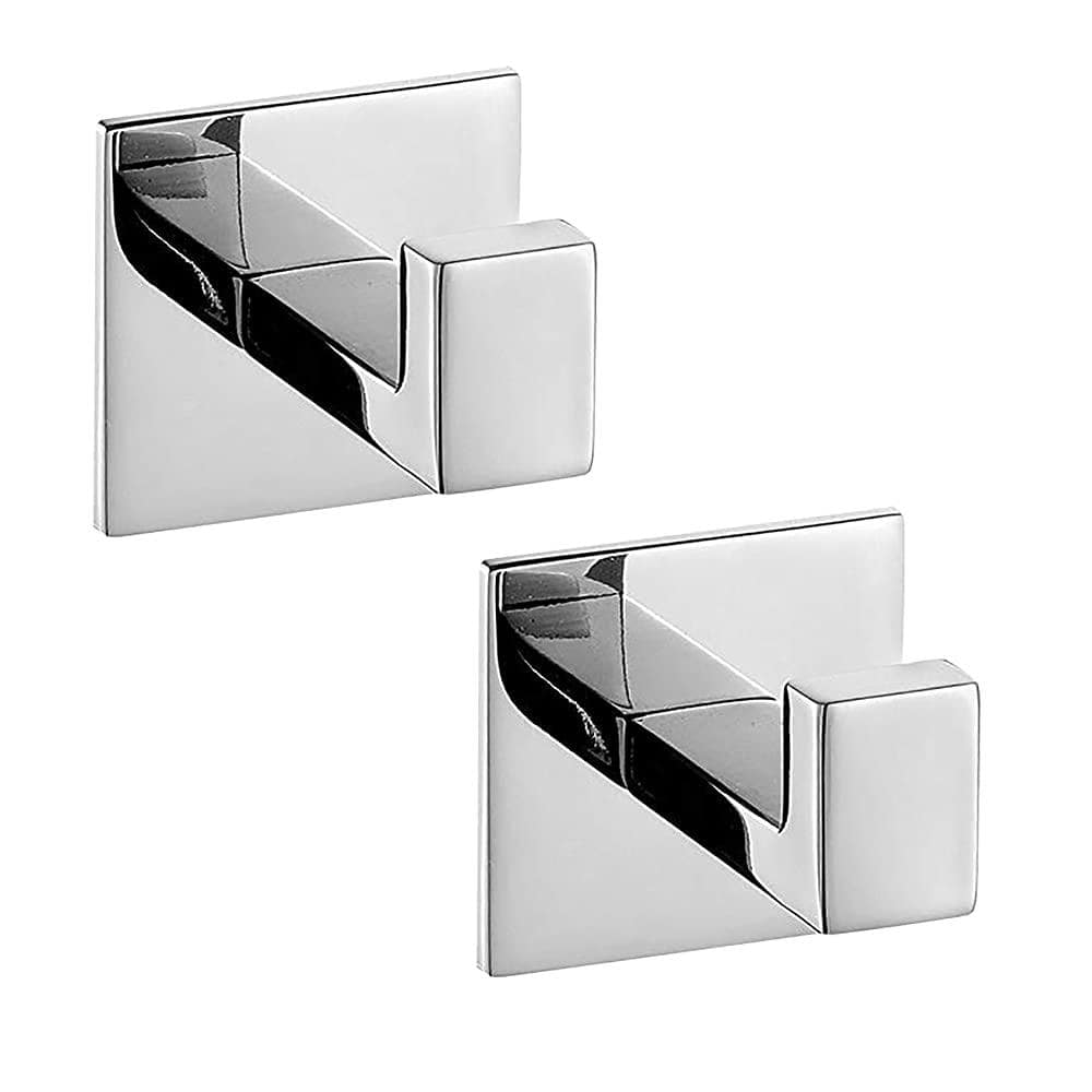 Unbranded 2-Pack Self-Adhesive Stainless Steel Towel Hook Set, 304 Chrome Finish, No Drill Robe Hook 2.24 x 2.13