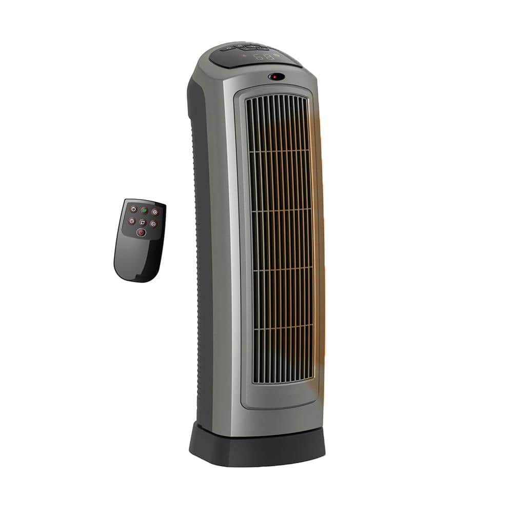 Ahfiwaso 1500 W 22.25 in. Indoor Electric Tower Forced Air Ceramic Space Heater with Remote and Adjustable Thermostat, Gray