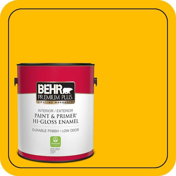 BEHR PREMIUM PLUS #340B-7 Empire Yellow Flat Low Odor & Primer (4)